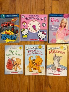 Kindergarten Early Readers 6-Book Bundle Hello Kitty Barbie Blaze Biscuit